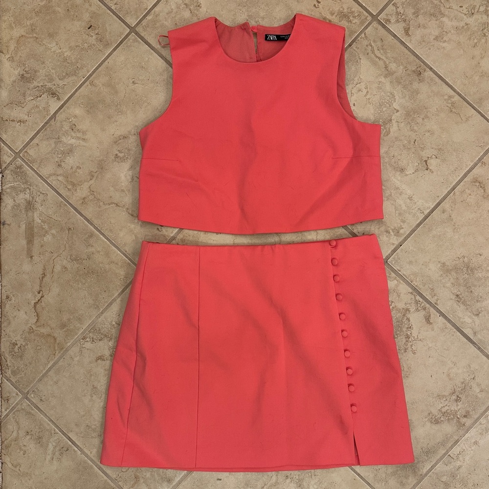 Pink set M crop top L skirt